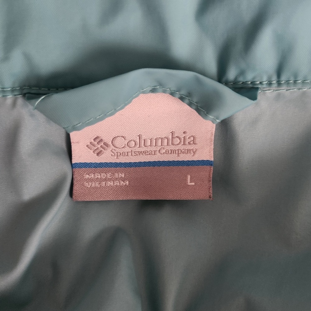 Columbia Switchback III Womens Sz L Packable Hooded Rain Teal Jacket Full Zip - Picture 5 of 5